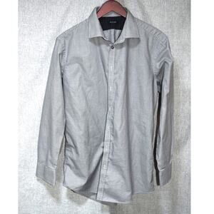 SAND Copenhagen Size 43 (US 17) Grey Micro Check Button Down Shirt 100% Cotton